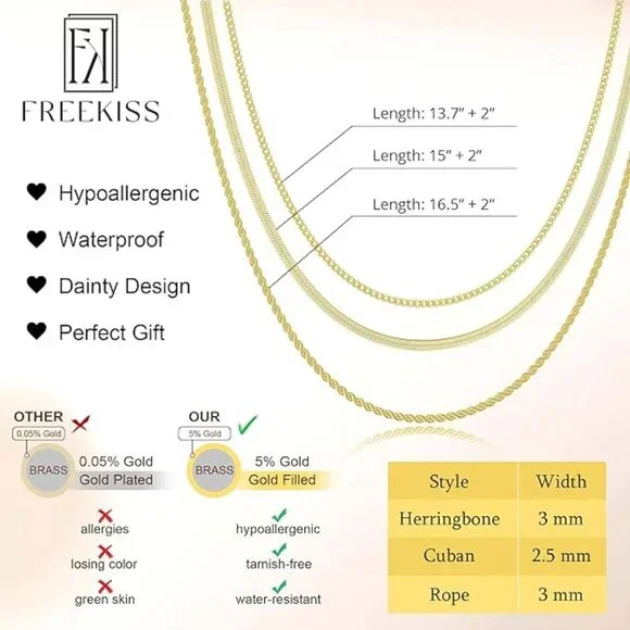 NEW! Women Stacked Necklace, Dainty Gold Necklace,14k Gold Plated - Picture 3 of 5